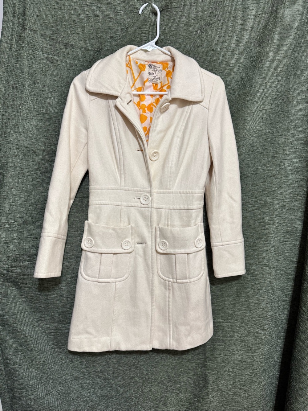 Tulle Off-White Tailored Trench Coat with Buttoned Flap Pockets
